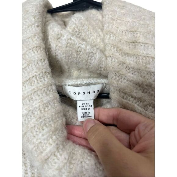 Topshop Cream Loose Oversized Long Turtleneck Sweater Dress Size 0/2 - Picture 8 of 10